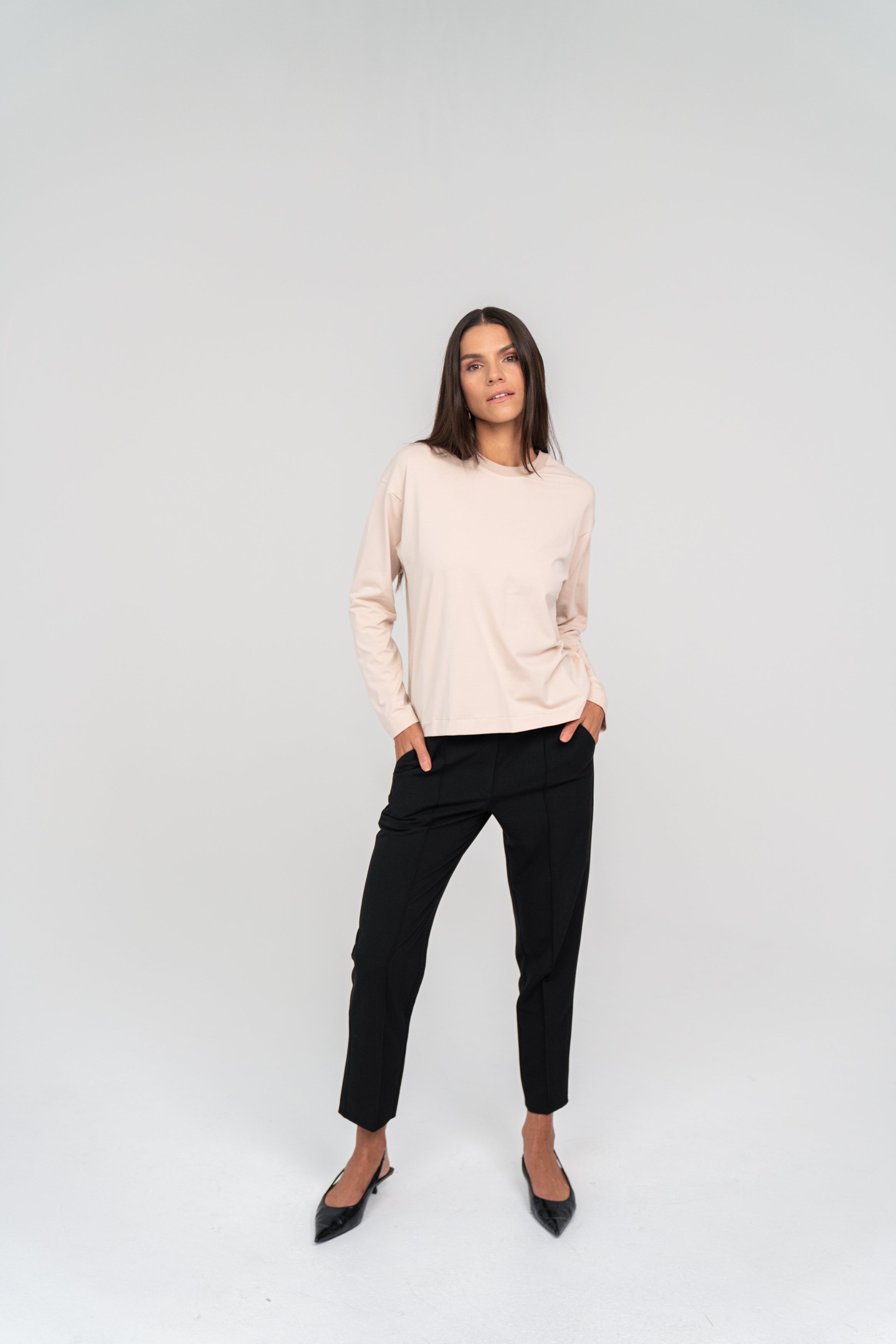 Smėlio spalvos BASIC LONG marškinėliai