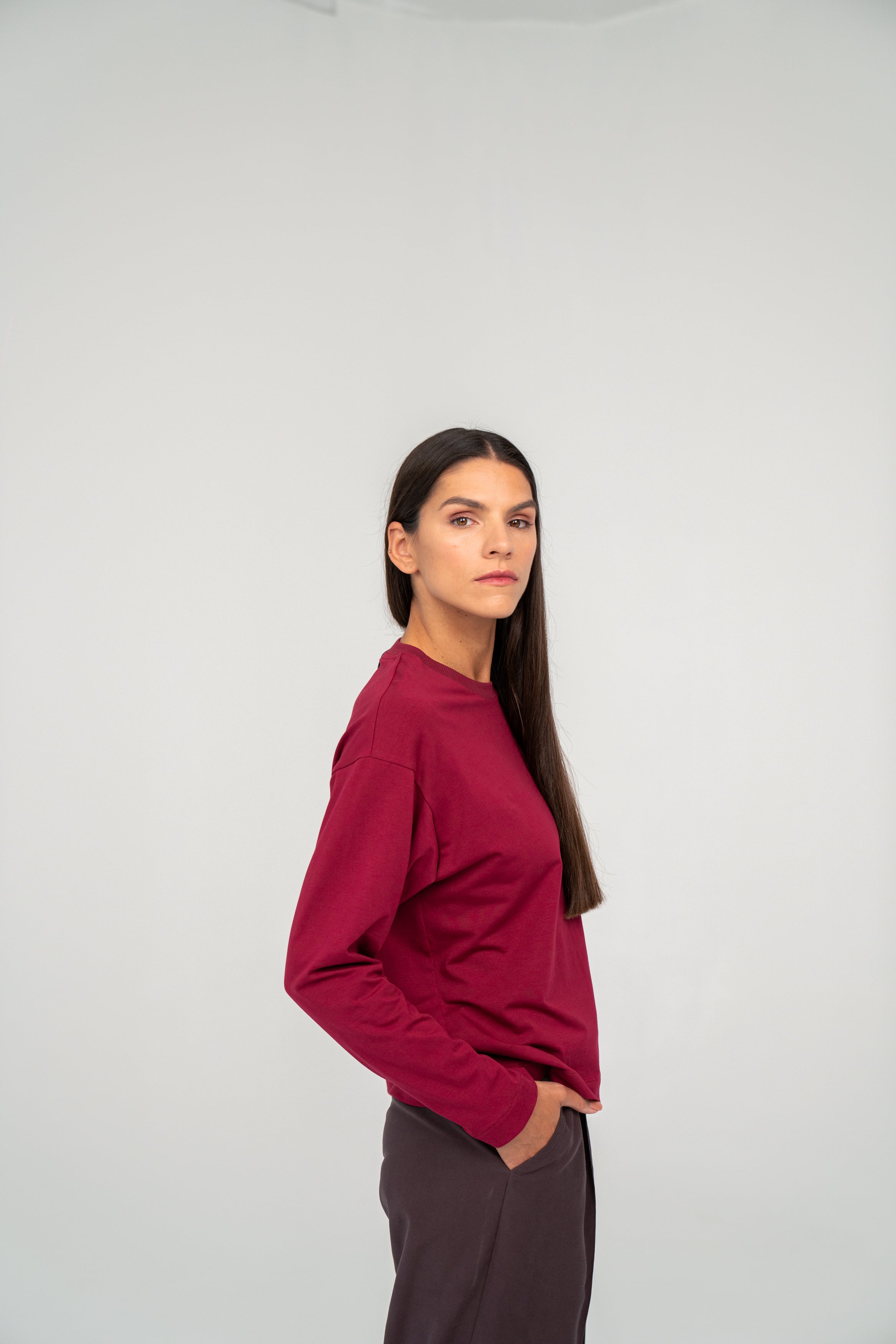 Bordo BASIC LONG marškinėliai