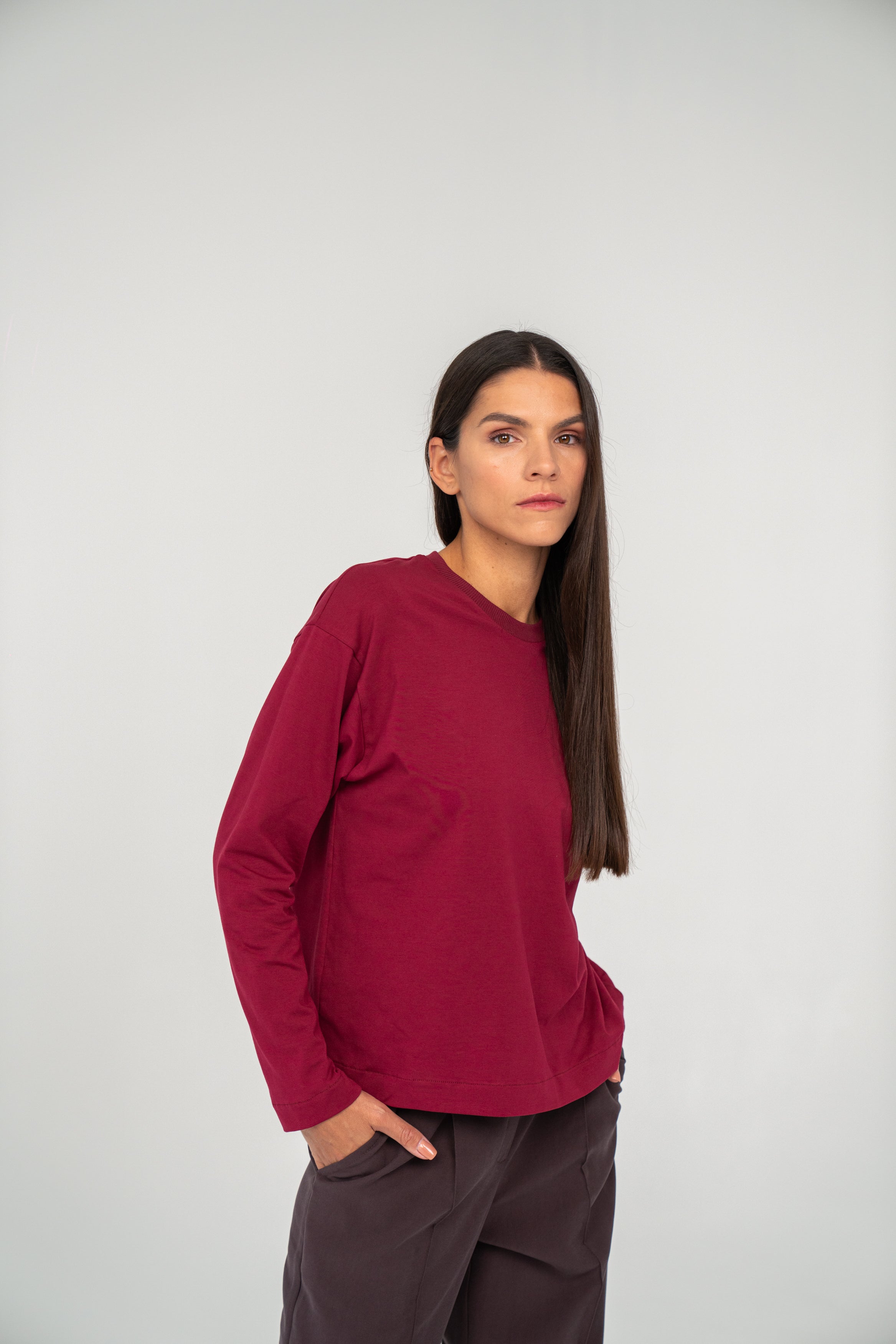 Bordo BASIC LONG marškinėliai