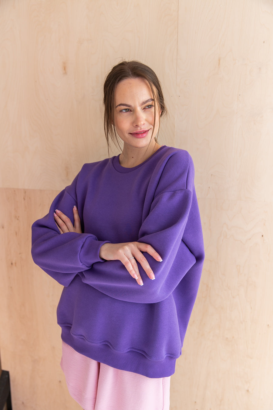 Violetinis BASIC OVERSIZED džemperis