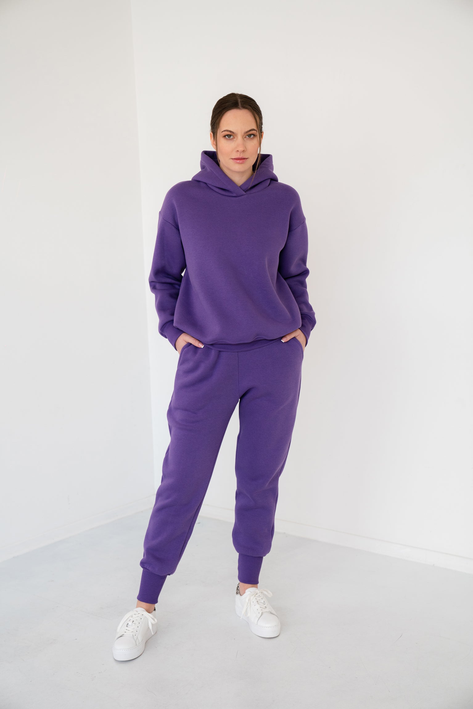 Purple BASIC HOODIE leisure suit