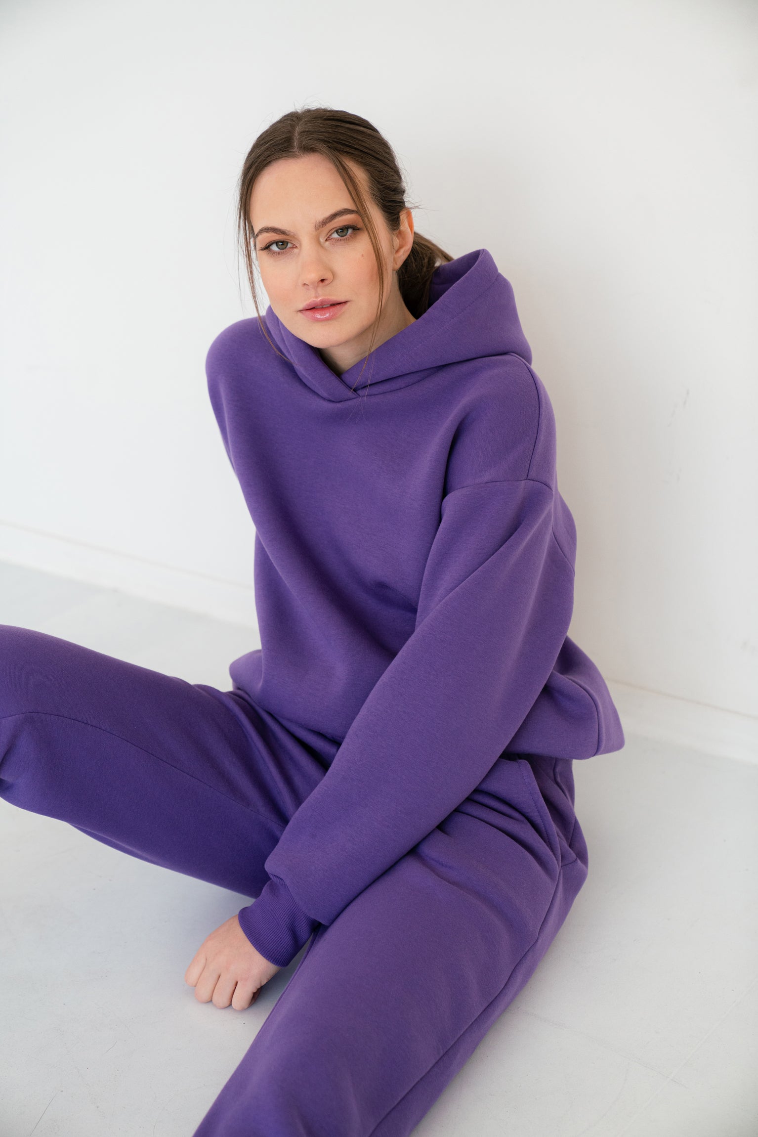 Purple BASIC HOODIE leisure suit